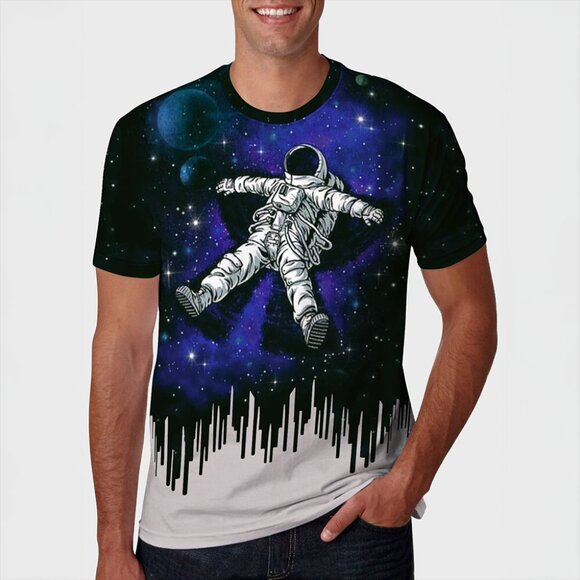 Cosmic Astronaut and Galaxy Print Tee Moisture-Wicking Silky Smooth - Picture 5 of 5